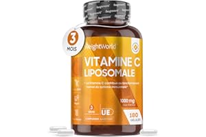 Vitamine C Liposomale 1000 mg - 180 Gélules Vegan (3 mois) - Acide Ascorbique Haute Absorption avec Extrait d'Églantier (Cynorrhodon) - Contribue au Fonctionnement Normal du Système Immunitaire