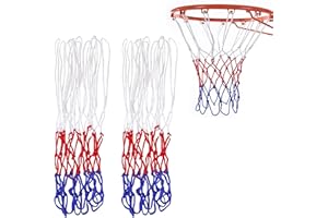 AGHOER 3 Piezas Red de baloncesto, red de Repuesto Profesional de, Red de Pelota Resistente a la Intemperie, Para uso en Interiores o Exteriores, 12 Bucles