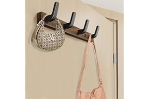 Lxoraziy Naturale Legno Noce Massello Fatto Mano Moderno Appendiabiti Parete con 4 Ganci, Appendiabiti da Muro, Attaccapanni da Muro Moderno in Legno per Ingresso, Cameretta e Bagno (4 Ganci)