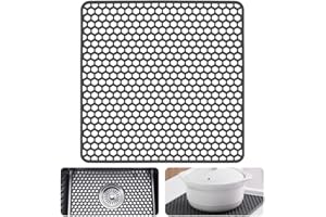 NAROSEBE Tappetino per Lavello in Silicone 30,5*30,5cm Tappetini per Lavello da Cucina con Foro di Scarico Tappetino per Scolapiatti in Silicone Tappetino in Rete Antiscivolo (Grigio, 30,5 x 30,5 cm)