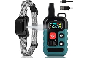 SUPERNIGHT No Shock Safe Humane Stop Barking Device, Dog Training Anti Bark Collar with Remote, 3 Modes Spray/Vibration/Sound 1000FT Control Range for S/M/L Dogs