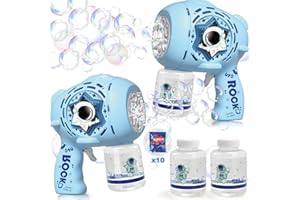 Beria 2 PCS Space Bubble Gun Toys for Kids 3-8 Year Old: Bubble Machine Bubbles for Kids Bubble Maker with Bubble Liquid Gifts for 3 4 5 6 7 8 Year Old Boys Toy Party Outdoor Garden Bubble Game Toy