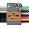 Utopia Bedding Fitted Sheet Double, Grey - Deep Pocket 14 inch (35 cm) - Easy Care - OEKO-TEX Certified - Soft Brushed Microf