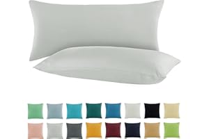 SHC TEXTILIEN SHC by BaSaTex 2er Pack Jersey Kissenbezüge Kissenhüllen | Kopfkissenbezug aus 100% Baumwolle | 40x80 cm Kissenbezug | Farbe Silber