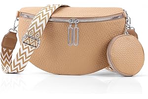 GSenhui Bauchtasche Damen Leder,Crossbody Bag Groß Brusttasche Damen Stylisch Gürteltasche Schwarz mit Klein Geldbörse für Reisen Arbeiten