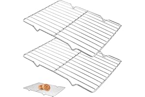 EXIN DECHEN 2 Pièces Grille de Refroidissement Pâtisserie 31x20cm Grille Patisserie, Grille Rectangulaire pour Pâtisserie, Rack de Refroidissement de Gâteau, Grille de Cuisson pour Rôtir, Cuisson, Barbecue
