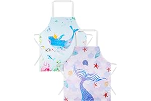 ABOHU Delantal Cocina Niños, 2 piezas Delantales Cocina Niños, Delantal Infantil Impermeable, Delantales para Niños Antiincrustante Regalos personalizados para Niño Niña