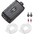 Boltz Aquarium Air Pump 4W, Fish Tank Air Pump with Dual Outlet Adjustable Air Valve 2.5 Liter/Min, Ultra Silent Oxygen Fish Tank Bubbler with Air Stones Silicone Tube Check Valves