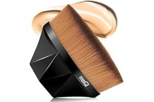 ‎MSQ MSQ Foundation Pinsel Kabuki Flat Top Gesicht Make-up Pinsel Groove Design Blush zum Mischen von Flüssigkeit, Creme, Concealer Premium (Schwarz)