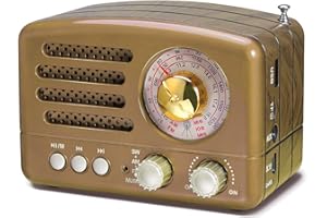 PRUNUS J-160 Portable Radio Retro, SW AM FM Radio Small with Bluetooth Speaker, Transistor radio Battery Operated,upgrade 1800mAh Rechargeable Battery,Supports TF Card/USB MP3 Player (Gold)