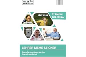‎STICKYMEMES030 StickyLehrer Memes Sticker Lehrermemes für Noten | Lehrer Sticker/Lehrergeschenk/Lehrergeschenk Abschied | 183Stk. / 61 Motive (Deutsche Jugendwort Version)