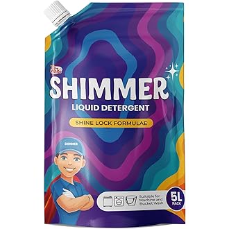 Shimmer Liquid Detergent - 5L Pack | Non Toxic & Eco Friendly | Top Load & Front Load Expert | Removes Tough Stains | French Lavender Fragrance | Upgr