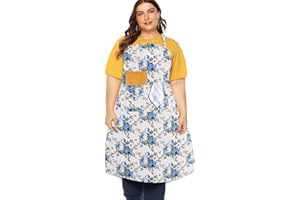 FanChose Plus Size Aprons for Women with Pockets, Men Cotton Kitchen Apron, Canvas Cooking Apron for Barber, Baking, Cooking, Painting, Garden Gardening, Cleaning, BBQ