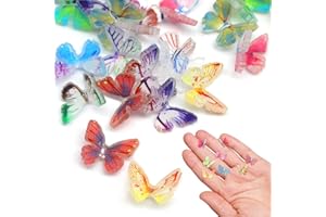 Mezrkuwr 30 farfalle in microresina, per casa delle bambole, per giardino delle fate, mini mini decorazione del paesaggio, accessori per nail art