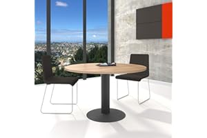 Weber Büro Optima - Tavolo da pranzo rotondo, Ø 120 cm, in rovere ambra, colore antracite