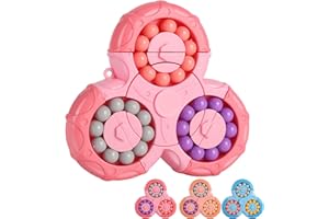 SUOXU Magiczna fasola obrotowa kostka – kreatywna obracająca się palec kostka puzzle zabawka, kreatywna ręczna spinner, edukacyjna dekompresja zabawka magiczna kostka gra w piłkę różowa)