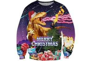 TUONROAD Unsiex Ugly Christmas Jumper Sweatshirts 3D Printed Long Sleeve Funny Xmas Elf Sweater S-3XL