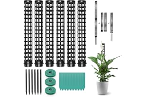 LangRay Rankhilfe Zimmerpflanze,6 Stück Moosstab für Monstera Rankhilfe Pflanzenstab aus Kunststoff Rankhilfen für Kletterpflanzen Pflanzstab Pflanzenstütze Kletterhilfe Moss Pole Garten Schwarz 150cm