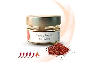 ‎GEROPP GOURMET GEROPP-GOURMET Carolina Reaper Chili Flocken 30g | Schärfster Chili der Welt: ca. 1,5 Millionen Scoville | Wiederverschließbares Glas | Gewürz für Grillen, Kochen | Feurig-scharf | Geschenkidee