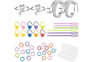 ZORUAM 40pcs Crochet Rings for Fingers UK, Adjustable Loop Crochet Hooks Set for Beginners, Crochet Tension Ring UK Knitting Accessories, Crochet Kits Accessories for Faster Knitting
