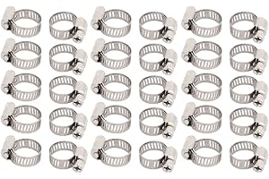 UXCELL sourcing map 30pcs Collier de Serrage Tuyau Pince Clip Serre Joint 9mm-16mm Plage réglable acier inox large 8mm vis sans fin