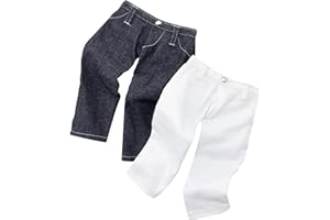 GÖTZ Pantalon set, jeans bleu/blanc, 2x pour poupées 45