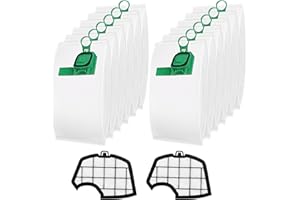 TOMKITY 12 Vacuum Cleaner Bags with 2 Filters for Vorwerk Kobold VK140 150 FP140 150