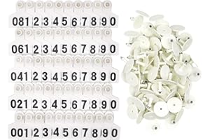 FARM & RANCH Marchi auricolari in plastica per animali da fattoria con numero 001-100 (bianco)