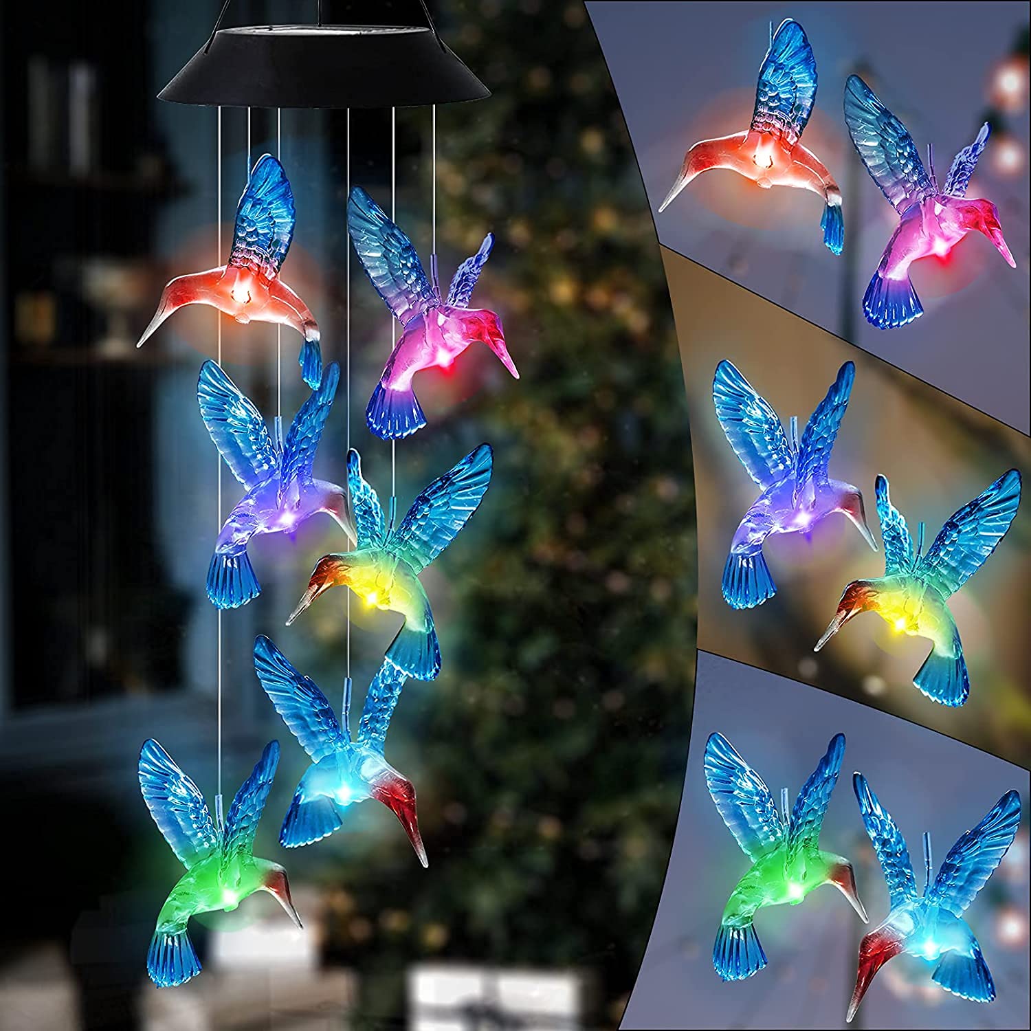 The Home Remedy Humming Bird Solar Power Outdoor Wind Chime | Home & Balcony Decoration | Gift Item | Feng Shui | Waterproof 