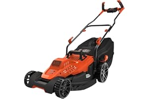 BLACK+DECKER BEMW481BH Cortacésped con Manillar Tipo Bicicleta 1800 W, Ancho de Corte 42 cm, Para Jardines de más de 600 m2, 6 Alturas de Corte con Ajuste Centralizado 20, 30, 40, 50, 60, 70 mm