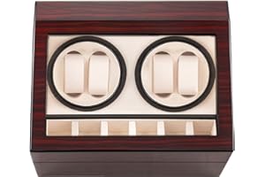 HBselect Caja Giratoria para Relojes Automaticos Silencioso Caja Relojes Automaticos Madera (para 4+ 6 Relojes)