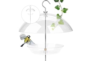 WILDLIFE FRIEND I Dispensador de alimento para pájaros con Varilla - Campana Transparente para el comedero de pájaros, comedero para pájaros, dispensador de plástico para alimento