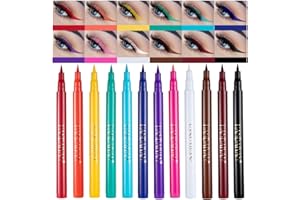 HOPHAT 12 Colors Matte Liquid Eyeliner Set Rainbow Colorful Neon Eyeliner Pencil Pigmentierter Wasserfester Wischfester Long Lasting Smudge-Proof Gel Eye Liner Christmas Makeup Gift Kit for Women