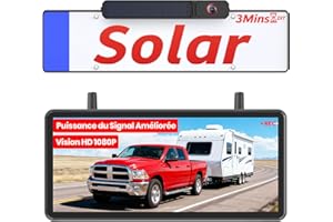 AUTO-VOX Caméra de recul sans Fil Solaire : écran HD 7,2" Split-Screen, Double Antenne, Installation 3 Min, Vision Nocturne 1080P, DVR – Caméra de recul pour Voiture, Camion, Caravane, Camping-Car