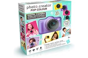 Canal Toys Aparat cyfrowy dla dzieci z dwoma obiektywami, kompaktowy fioletowy mini aparat z trybem selfie dla 8+ lat - 32 megapiksele, ekran LCD, 20 ramek i 5 filtrów, karta SD 4 GB w zestawie