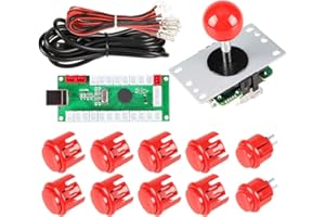 EG STARTS 1 Giocatore Arcade Kit Fai da Te Encoder USB per PC Pulsanti Joystick Arcade per USB MAME Gioco per PC Parti Controller Fai da Te e Raspberry Pi (Rosso)