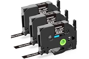 ‎OOZMAS Oozmas TZe335 Bänder Kompatibel mit Brother Ptouch Schriftband 12mm TZ 0.47 Tape TZe-335 Weiß auf Schwarz, Kompatibel mit Brother P-touch CUBE Plus H107B H105 H110 P300BT D400 E100, 3er-Pack