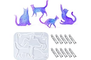 LYEAA Stampo in silicone, spilla in resina, stampi for orecchini a forma di animali, for fusione di gioielli epossidici con 10 fibbie a spillo, for fai da te, collane, portachiavi, ornamenti for ciondoli