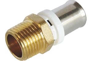 SOMATHERM FOR YOU, Raccord Droit Mâle à Sertir Ø16 M12/17 pour Tube Multicouche - Compatible avec Outillage U, H, TH - Acier Inoxydable, Laiton, Joints EPDM - Norme NF 545