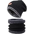 CICITOYWO Winter Beanie Hat & Scarf Set, Warm Knitted Cap Fleece Lining Skull Caps Snow Skiing Hat for Men Women Unisex