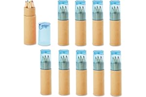 noTrash2003 12 set di 6 penne Mini-pin per bambini certificati EN71-1, -2 e -9 temperamatite per regali di compleanno (blu)