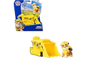 PAW PATROL - Rubble-Figur mit Bulldozer-Baufahrzeug, stabiles Basis-Fahrzeug (2025), authentisches Spielzeug zur Serie für Kinder ab 3 Jahren