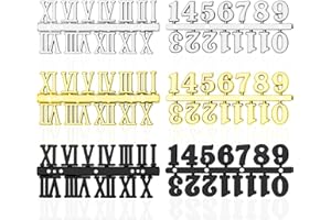 KAIAIWLUO Uhrenziffer Kit,3 PCS Arabischer Nummer+3 PCS Römischer Nummer Zahlensatz Uhr Ziffern DIY in Schwarz Silber Gold für Design Ersatz Reparatur Uhren Zubehör