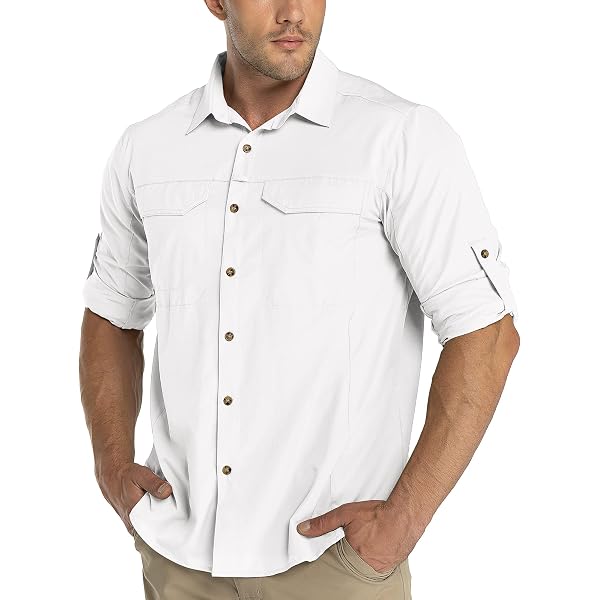 Chemise Safari Homme Manches Longues Protection UV UPF 50+ - Respirante, Séchage Rapide - Randonnée, Pêche, Trekking