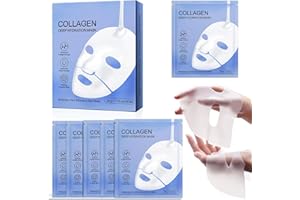 FACETORY Maschera Collagene Viso 6 Pezzi, Maschere Viso Coreana Idratanti e Rassodanti, Comfort Overnight, Aiuta a Levigare l’Aspetto delle Linee Sottili, per Pelle Secca e Spenta
