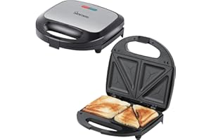 HomeTronix 2 Slice Sandwich Toaster – Deep Fill Toastie Maker with Non-Stick Plates, Cool Touch Handles, Easy Clean Stainless Steel Design – Black