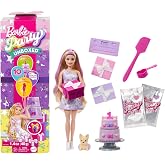 Barbie Parti Paketi bebek ve aksesuarlar, Minik Dostumun Doğum G&uuml;n&uuml; serisi Doğum G&uuml;n&uuml; Fiyonkları seti ve renk değişimi ile pa
