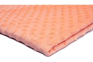 ORIENT FASHION Minky ultra doux tissu à pois 50 cm x 155 cm (Saumon)