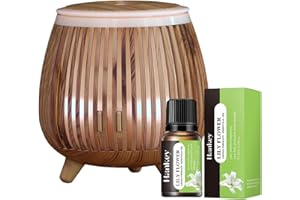 PARAHON Diffuser Ultrasonic Aroma Humidifier – Portable USB Mini Essential Oil Diffuser with LED Mood Light – Cool Mist Air Freshener for Home, Office, Car, Bedroom, Travel - 140ml (Wood Grain)