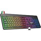 KLIM™ Light V2 Tastiera Wireless ITALIANA + Sottile, Resistente, Ergonomica, Impermeabile, Silenziosa + Tastiera Gaming…